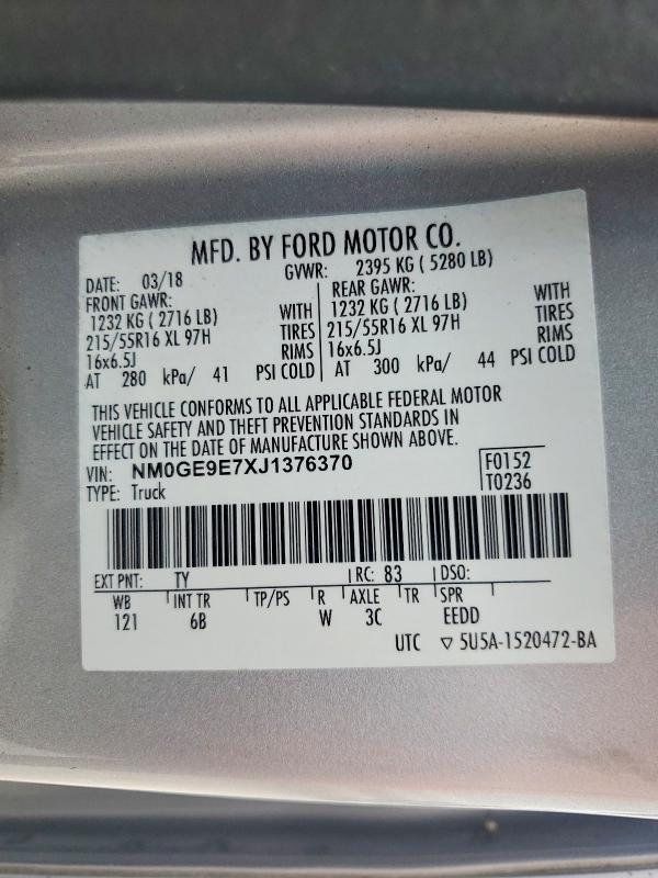 Продаж на аукціоні авто 2018 Ford Transit Connect, vin: NM0GE9E7XJ1376370, номер лоту: 71882316
