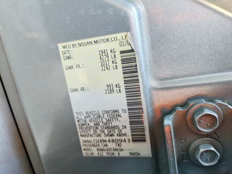 2009 Nissan Altima მანქანა იყიდება აუქციონზე, vin: 1N4AL21E89N480943, აუქციონის ნომერი: 71084006