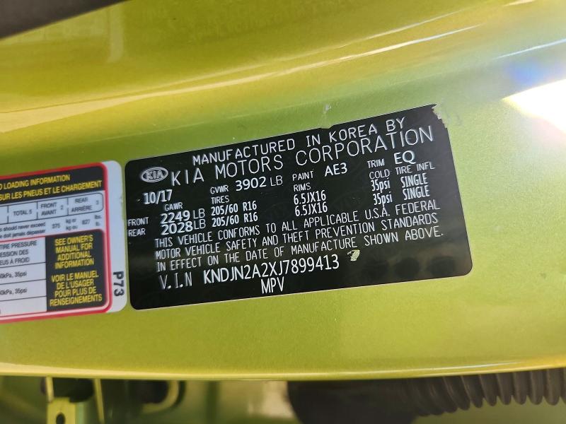 Продажа на аукционе авто 2018 Kia Soul, vin: KNDJN2A2XJ7899413, номер лота: 72207476