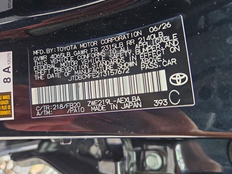 Продаж на аукціоні авто 2026 Toyota Corolla Hybrid, vin: JTDBCMFE2T3157672, номер лоту: 70289886
