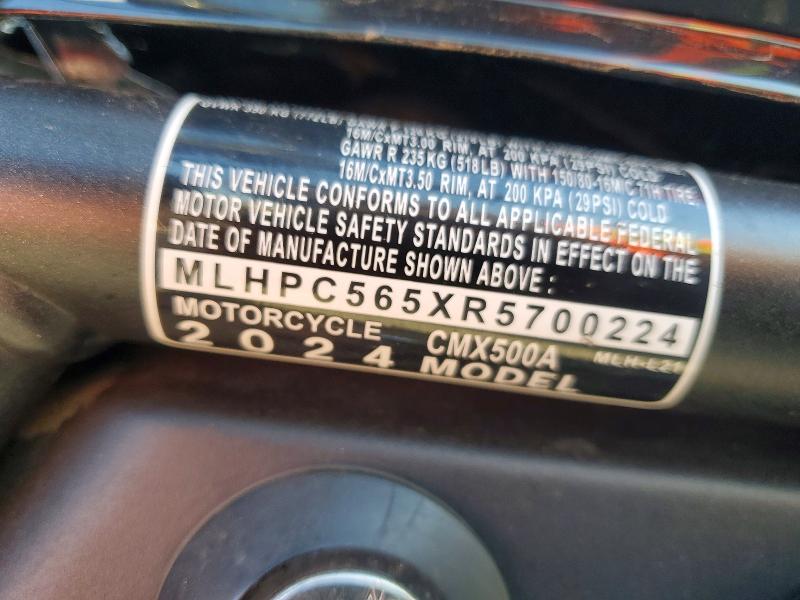 Продаж на аукціоні авто 2024 Honda Cmx500, vin: MLHPC565XR5700224, номер лоту: 71255946