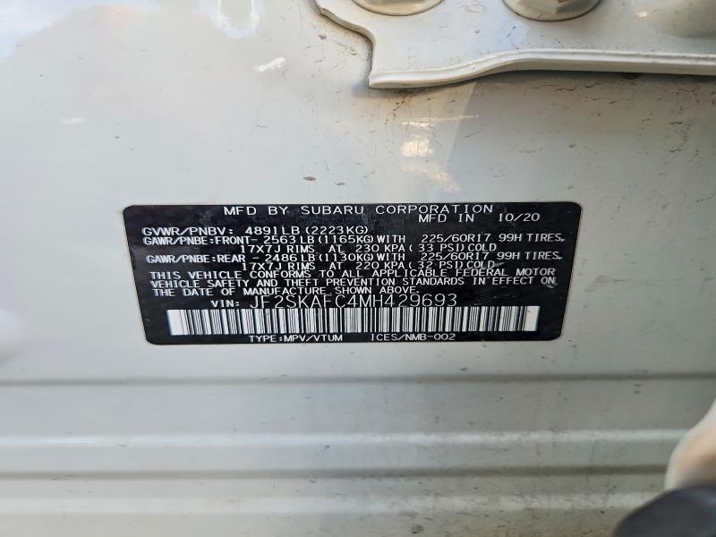 Продажа на аукционе авто 2021 Subaru Forester, vin: JF2SKAFC4MH429693, номер лота: 72031486