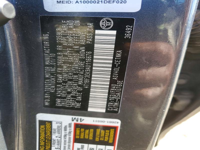 71961936 :رقم المزاد ، 4T1BF3EK9AU116676 vin ، 2010 Toyota Camry مزاد بيع