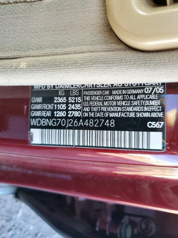 Aukcja sprzedaży 2006 Mercedes-benz S, vin: WDBNG70J26A482748, numer aukcji: 71321086