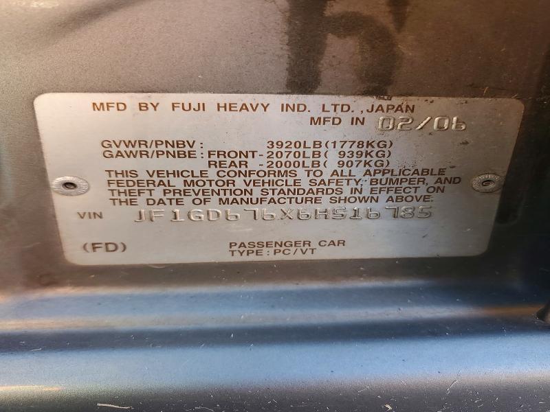Продаж на аукціоні авто 2006 Subaru Impreza, vin: JF1GD676X6H516785, номер лоту: 71037546
