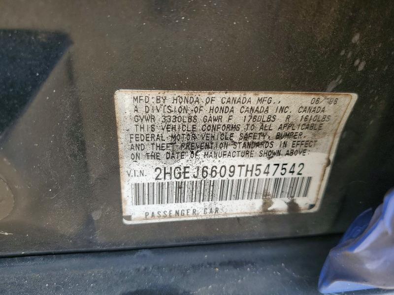71366706 :رقم المزاد ، 2HGEJ6609TH547542 vin ، 1996 Honda Civic مزاد بيع