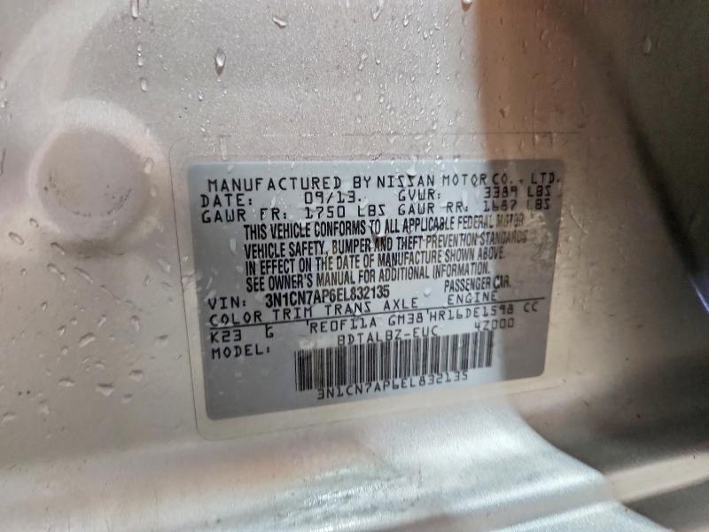 Aukcja sprzedaży 2014 Nissan Versa, vin: 3N1CN7AP6EL832135, numer aukcji: 70900476