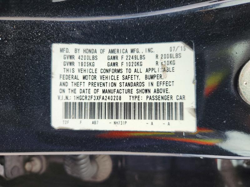 Aukcja sprzedaży 2015 Honda Accord, vin: 1HGCR2F3XFA240208, numer aukcji: 71150786