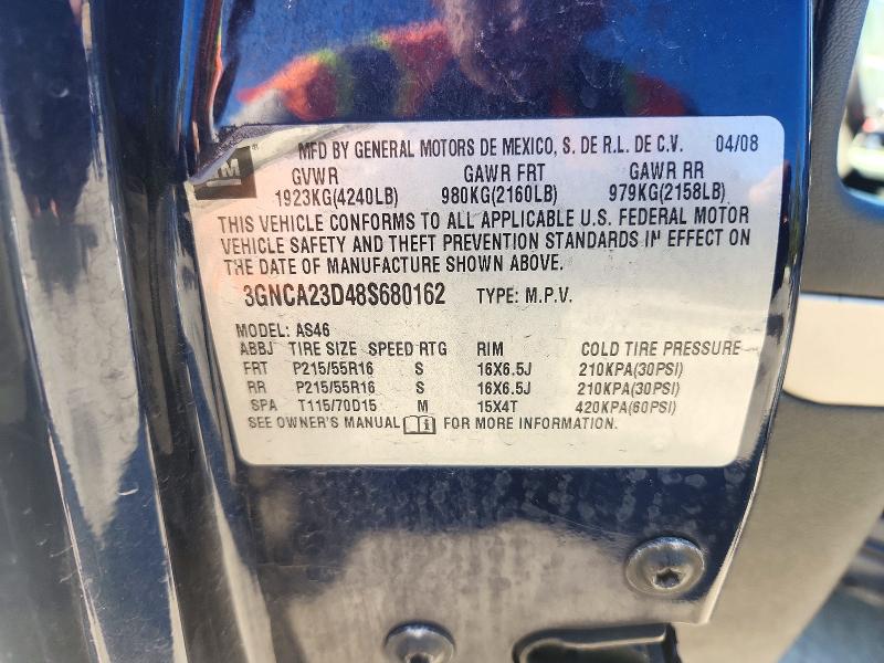 72181576 :رقم المزاد ، 3GNCA23D48S680162 vin ، 2008 Chevrolet Hhr مزاد بيع
