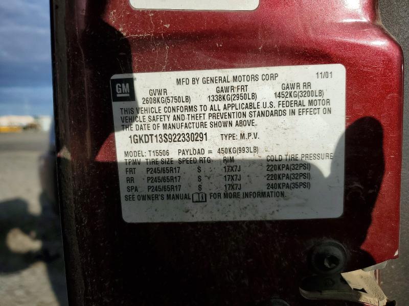 Продаж на аукціоні авто 2002 Gmc Envoy, vin: 1GKDT13S922330291, номер лоту: 72521656