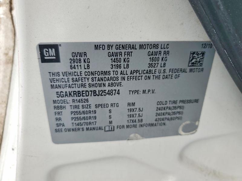 Auction sale of the 2011 Buick Enclave, vin: 5GAKRBED7BJ254874, lot number: 71551566