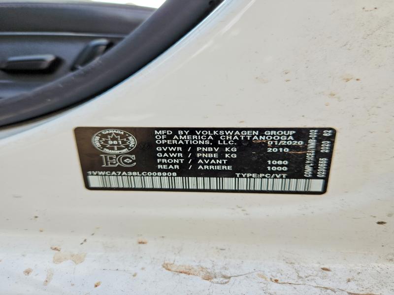 Aukcja sprzedaży 2020 Volkswagen Passat, vin: 1VWCA7A38LC008908, numer aukcji: 70895126