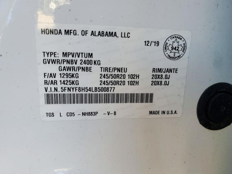 2020 Honda Passport მანქანა იყიდება აუქციონზე, vin: 5FNYF8H54LB500877, აუქციონის ნომერი: 72358466