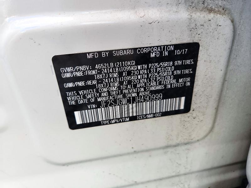 Aukcja sprzedaży 2018 Subaru Forester, vin: JF2SJGWC1JH490999, numer aukcji: 72447676