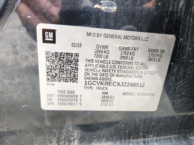 2018 Chevrolet Silverado მანქანა იყიდება აუქციონზე, vin: 1GCVKRECXJZ246512, აუქციონის ნომერი: 73170666