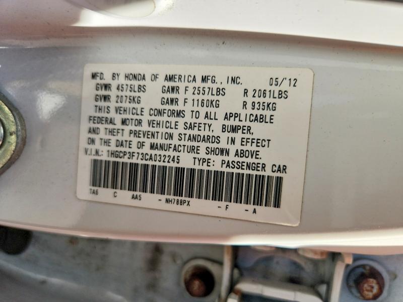 2012 Honda Accord მანქანა იყიდება აუქციონზე, vin: 1HGCP3F73CA032245, აუქციონის ნომერი: 70817216