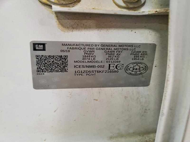 70624996 :رقم المزاد ، 1G1ZD5ST6KF216590 vin ، 2019 Chevrolet Malibu مزاد بيع