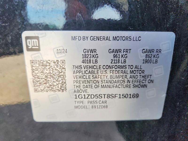 Aukcja sprzedaży 2025 Chevrolet Malibu, vin: 1G1ZD5ST8SF150169, numer aukcji: 71243536