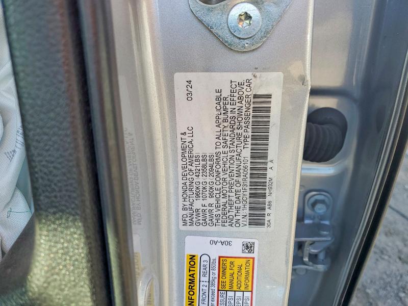Aukcja sprzedaży 2024 Honda Accord, vin: 1HGCY1F31RA056101, numer aukcji: 71641916