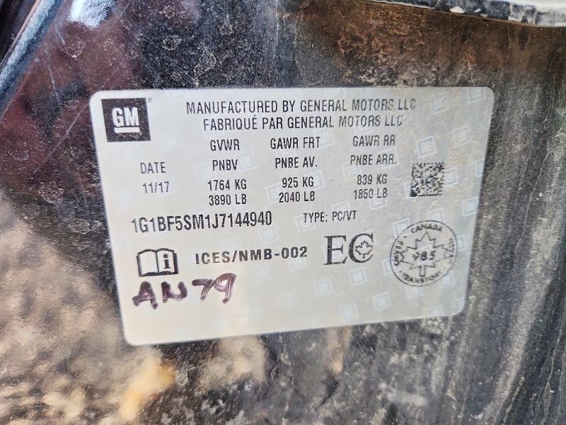 2018 Chevrolet Cruze მანქანა იყიდება აუქციონზე, vin: 1G1BF5SM1J7144940, აუქციონის ნომერი: 71846636