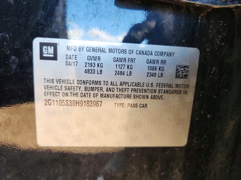 71351596 :رقم المزاد ، 2G1105S30H9183967 vin ، 2017 Chevrolet Impala مزاد بيع