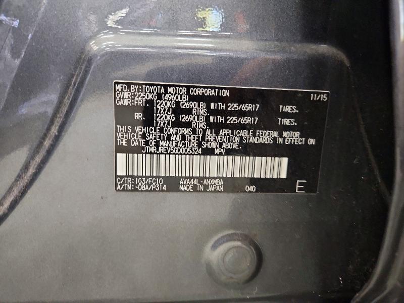 Aukcja sprzedaży 2016 Toyota Rav4 Hv, vin: JTMRJREV5GD005324, numer aukcji: 71941236