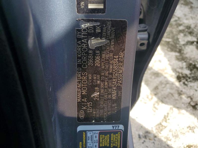 69524036 :رقم المزاد ، KNAFK5A87G5583344 vin ، 2016 Kia Forte5 مزاد بيع
