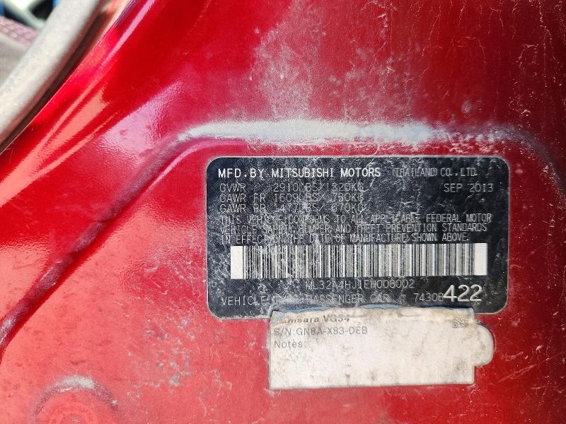 72125526 :رقم المزاد ، ML32A4HJ1EH008002 vin ، 2014 Mitsubishi Mirage مزاد بيع
