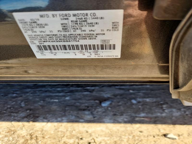 Aukcja sprzedaży 2019 Ford Edge, vin: 2FMPK4K99KBB81754, numer aukcji: 72617796