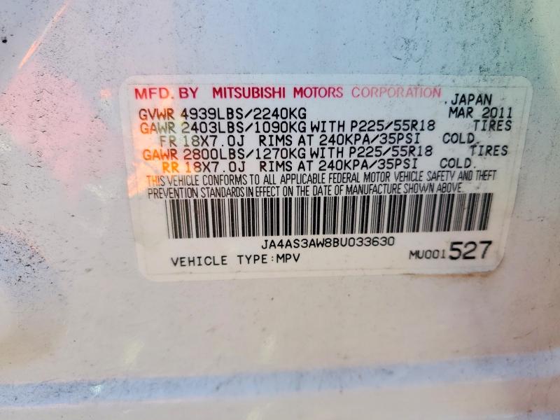 Aukcja sprzedaży 2011 Mitsubishi Outlander, vin: JA4AS3AW8BU033630, numer aukcji: 71987916