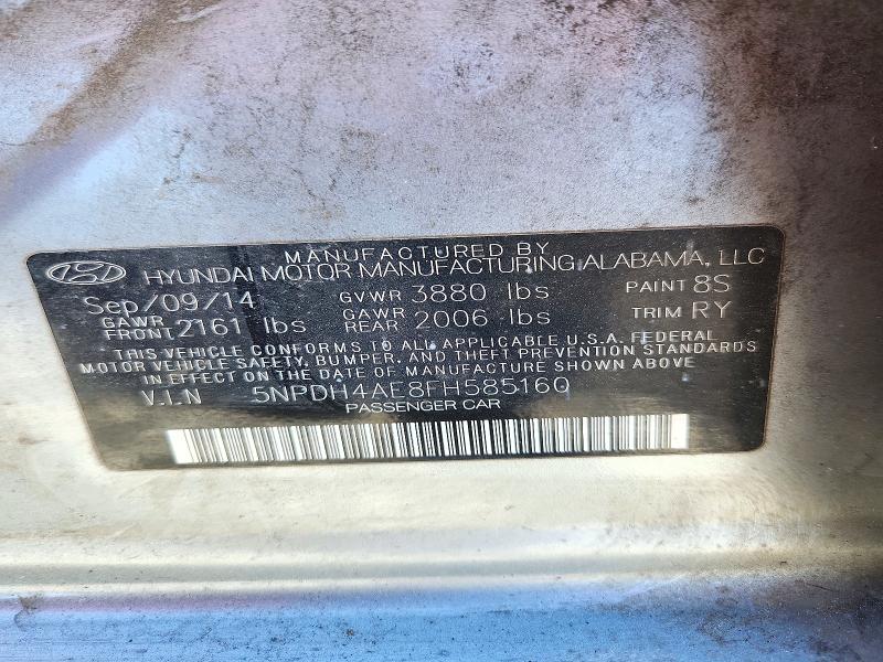 Продаж на аукціоні авто 2015 Hyundai Elantra, vin: 5NPDH4AE8FH585160, номер лоту: 72418266