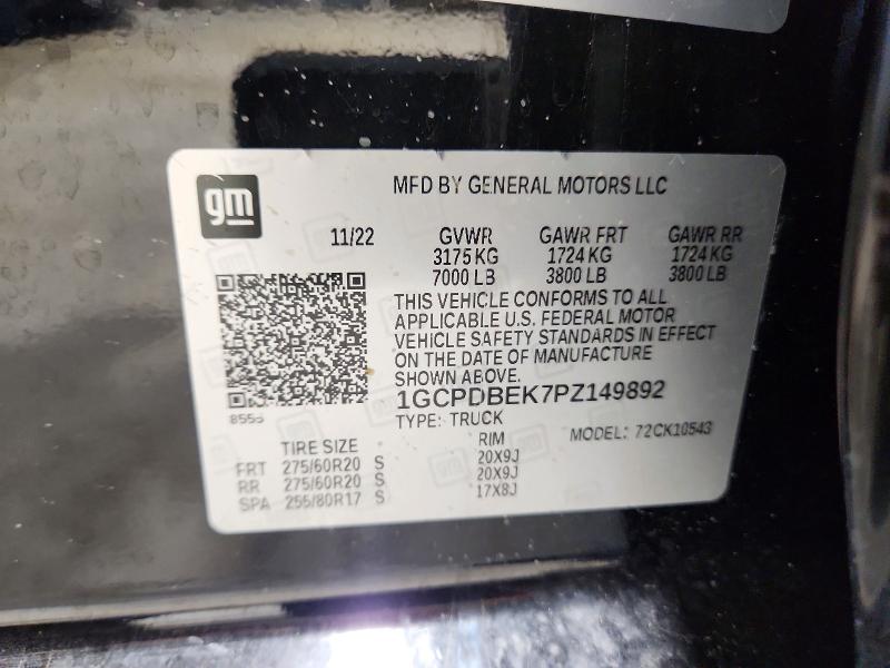 Aukcja sprzedaży 2023 Chevrolet Silverado, vin: 1GCPDBEK7PZ149892, numer aukcji: 72444886