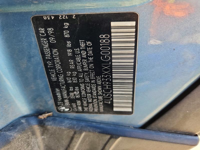 71616446 :رقم المزاد ، 4USCH933XXLG00188 vin ، 1999 Bmw Z3 مزاد بيع