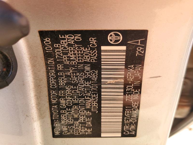 Продаж на аукціоні авто 2007 Toyota Corolla, vin: JTDBR32E170114852, номер лоту: 72567286