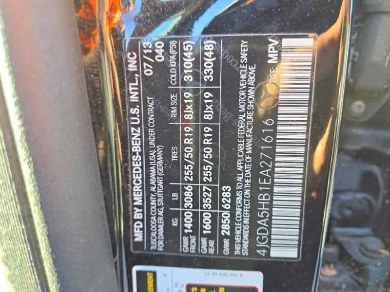 Продажа на аукционе авто 2014 Mercedes-benz Ml, vin: 4JGDA5HB1EA271616, номер лота: 72001066