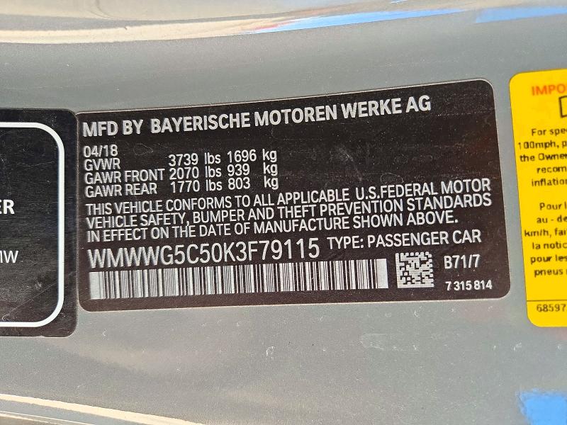 Продаж на аукціоні авто 2019 Mini Cooper, vin: WMWWG5C50K3F79115, номер лоту: 73559186