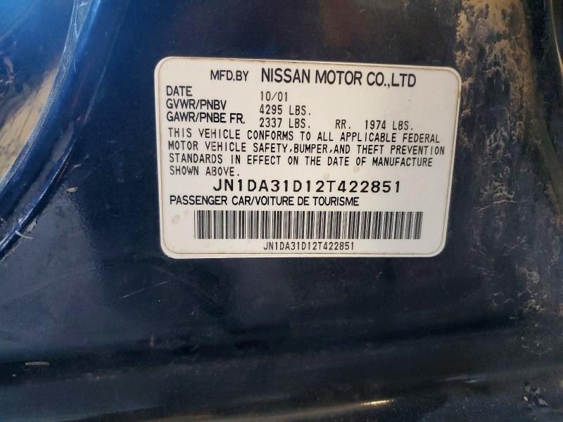 Aukcja sprzedaży 2002 Nissan Maxima, vin: JN1DA31D12T422851, numer aukcji: 71953566