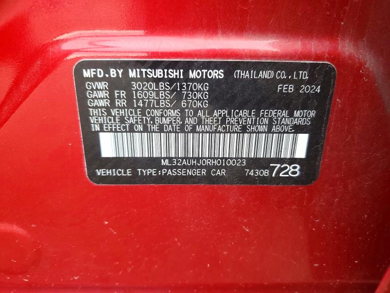 Aukcja sprzedaży 2024 Mitsubishi Mirage, vin: ML32AUHJ0RH010023, numer aukcji: 72139896