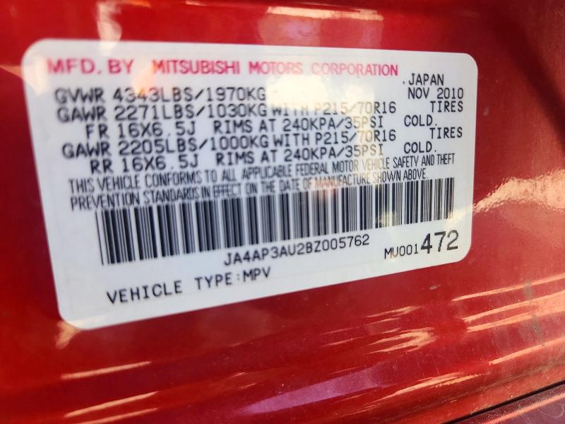 Aukcja sprzedaży 2011 Mitsubishi Outlander Sport, vin: JA4AP3AU2BZ005762, numer aukcji: 72973576
