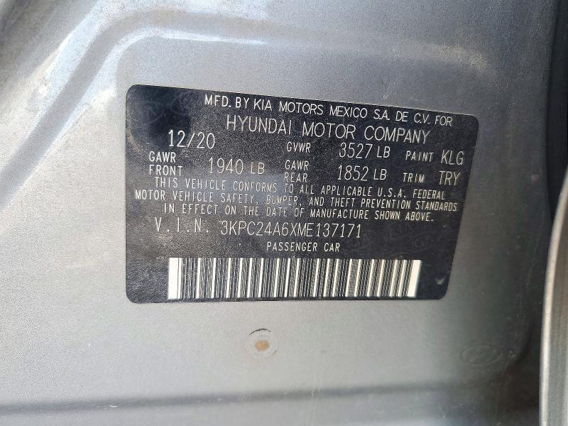 2021 Hyundai Accent მანქანა იყიდება აუქციონზე, vin: 3KPC24A6XME137171, აუქციონის ნომერი: 71292136