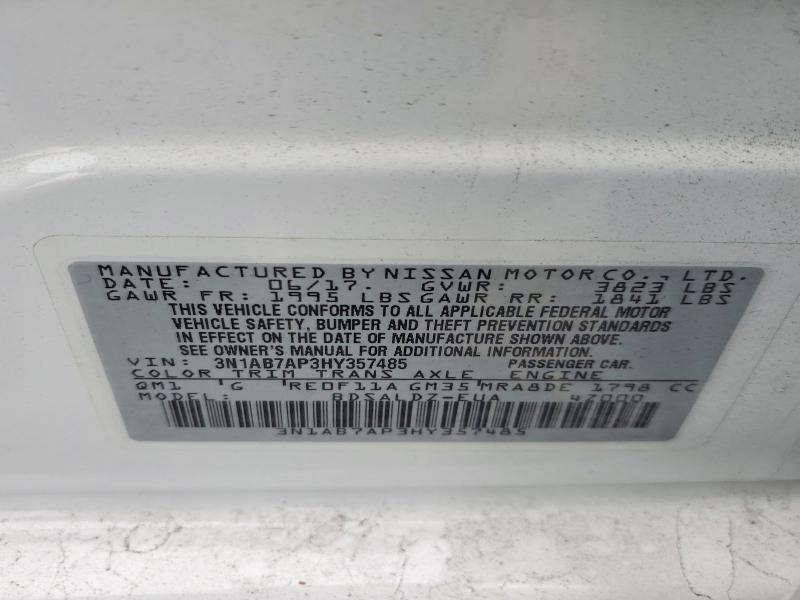 Продаж на аукціоні авто 2017 Nissan Sentra, vin: 3N1AB7AP3HY357485, номер лоту: 71618556