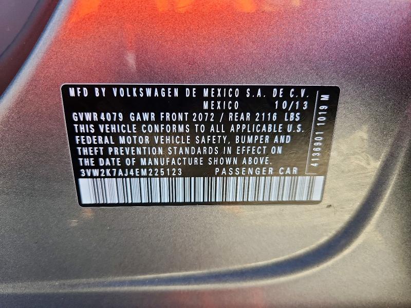 Aukcja sprzedaży 2014 Volkswagen Jetta, vin: 3VW2K7AJ4EM225123, numer aukcji: 71217456
