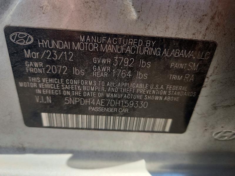 Продажа на аукционе авто 2013 Hyundai Elantra, vin: 5NPDH4AE7DH159330, номер лота: 71972896