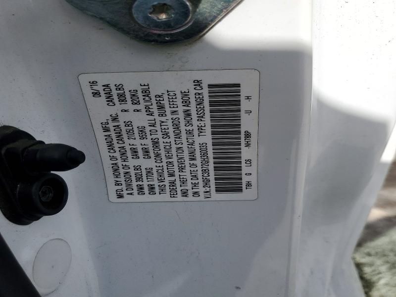 Продажа на аукционе авто 2016 Honda Civic, vin: 2HGFC3B72GH360035, номер лота: 72769546