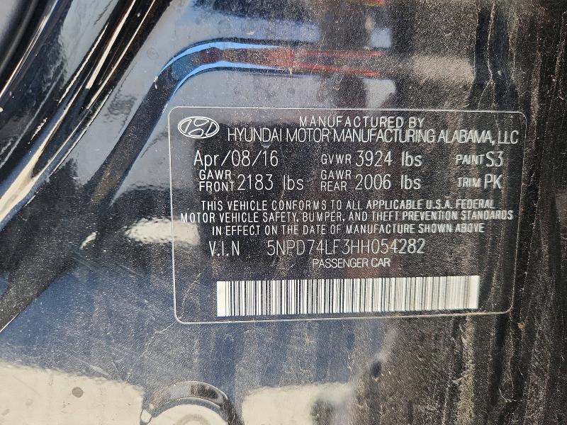 2017 Hyundai Elantra მანქანა იყიდება აუქციონზე, vin: 5NPD74LF3HH054282, აუქციონის ნომერი: 71874456