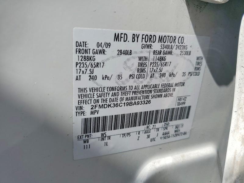 71222846 :رقم المزاد ، 2FMDK36C19BA93326 vin ، 2009 Ford Edge مزاد بيع