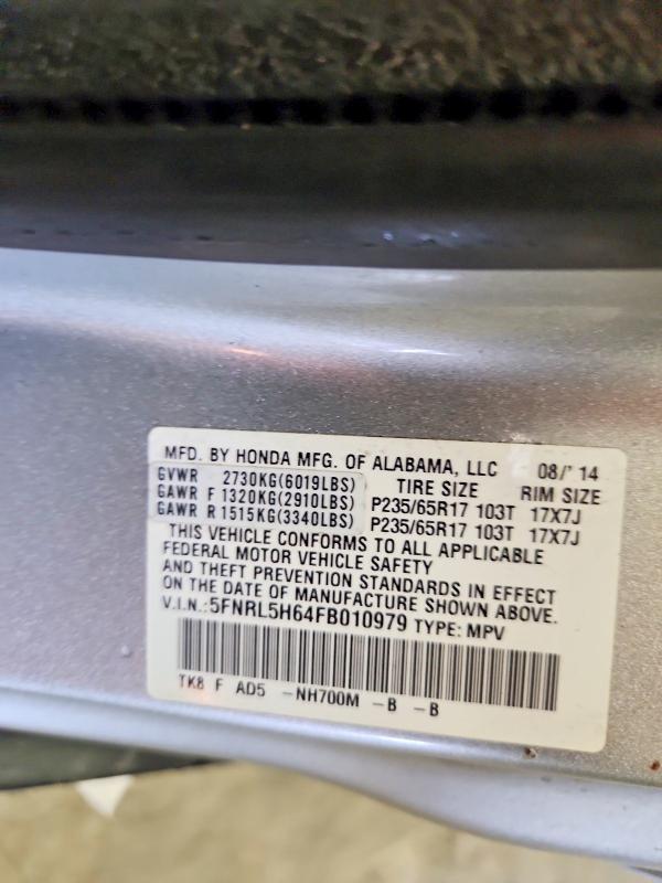 2015 Honda Odyssey მანქანა იყიდება აუქციონზე, vin: 5FNRL5H64FB010979, აუქციონის ნომერი: 71561446