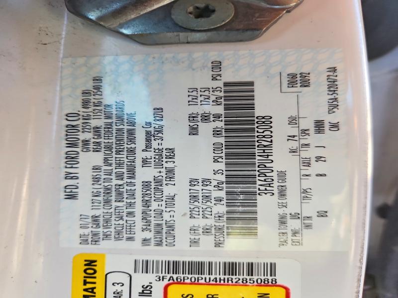 Продаж на аукціоні авто 2017 Ford Fusion, vin: 3FA6P0PU4HR285088, номер лоту: 71541346