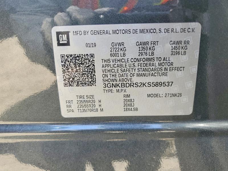 2019 Chevrolet Blazer მანქანა იყიდება აუქციონზე, vin: 3GNKBDRS2KS589537, აუქციონის ნომერი: 71408616