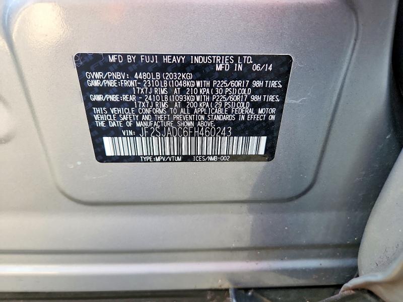 Продаж на аукціоні авто 2015 Subaru Forester, vin: JF2SJADC6FH460243, номер лоту: 71356676